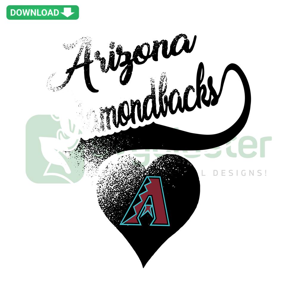 Retro Arizona Diamondbacks Dark Heart SVG design, perfect for Cricut projects; bold heart shape with baseball graphics.
