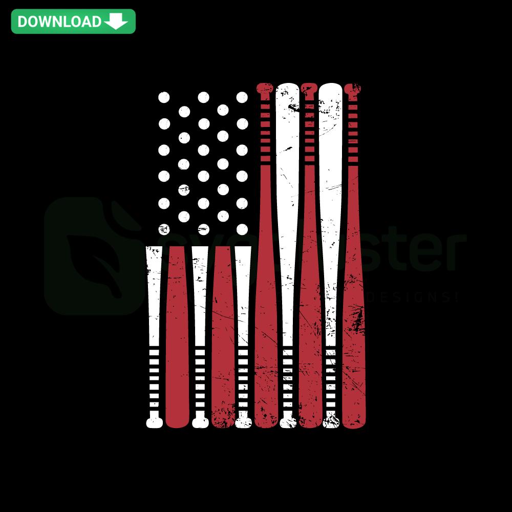 Baseball Bat USA Flag SVG applied on a patriotic t-shirt