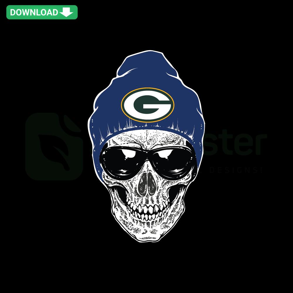 Skull-themed Green Bay Packers SVG design for Cricut and Silhouette. Perfect for NFL craft projects and digital downloads.