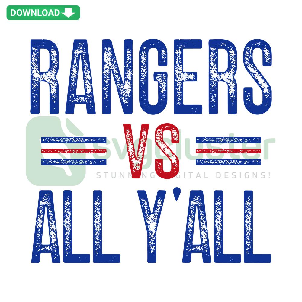 Baseball SVG Cricut design featuring Rangers vs All Y All theme, vector art suitable for DIY projects and crafting.