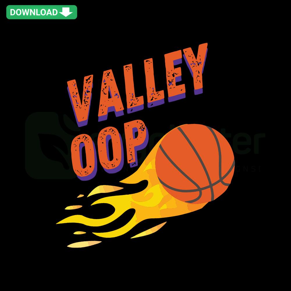 Valley Oop Basketball Retro Grunge Distressed SVG Design, Vintage Basketball SVG for Cricut, Grunge Sports Artwork Template.