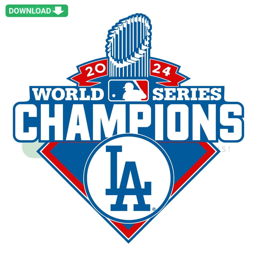 2024 World Series Champions Los Angeles Dodgers SVG design: bold blue text with Dodgers logo, perfect for fans and merchandise.