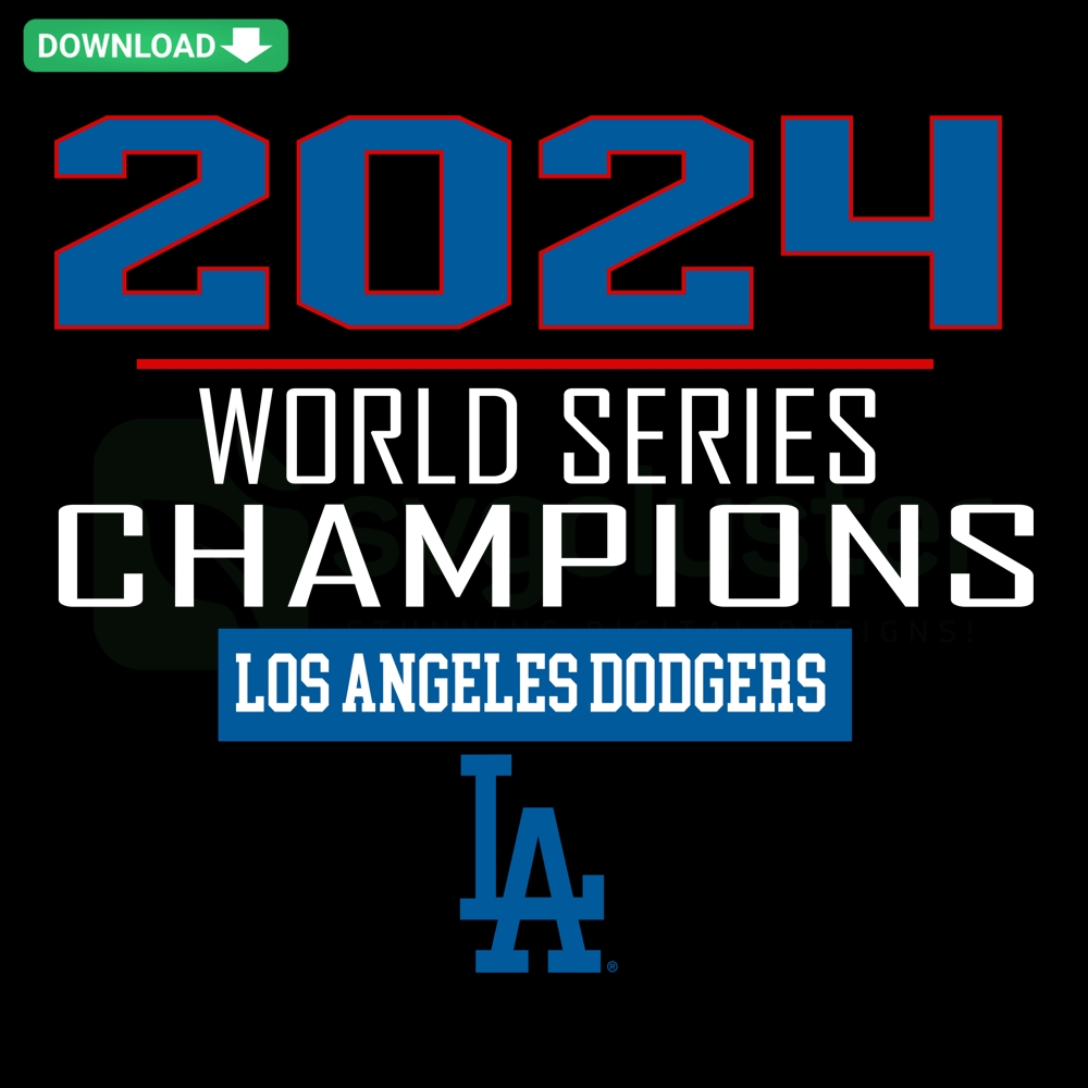 2024 World Series Champions Los Angeles Dodgers SVG logo in blue and white, featuring championship trophy and team emblem.
