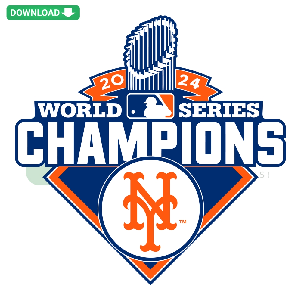 2024 World Series Champions New York Mets SVG design featuring Mets logo and championship text, ideal for NYC baseball fans.