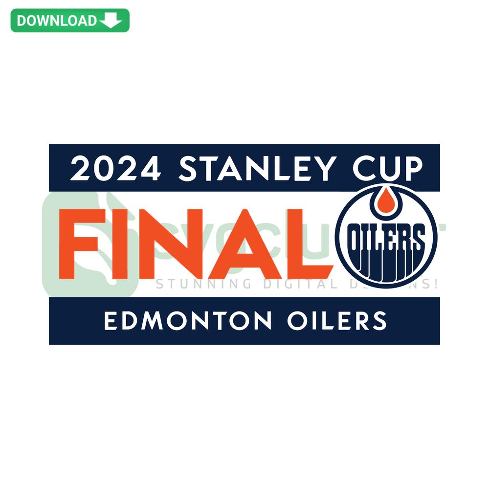 Edmonton Oilers 2024 Stanley Cup Playoffs SVG: Bold, blue-orange logo design, premium printable digital asset for fans.
