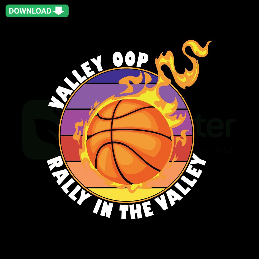 Flaming Basketball Phoenix Design with Valley Oop Rally Text, Instant Download Sport SVG Graphics