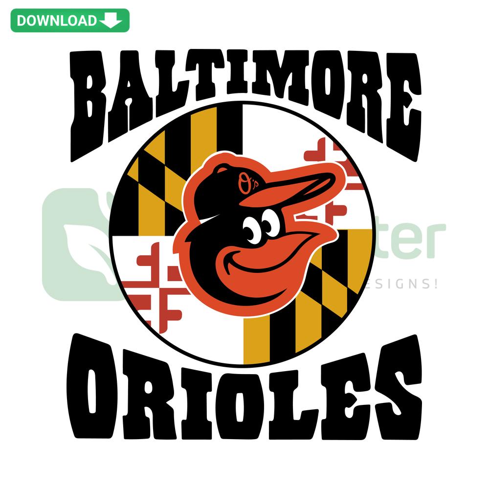 Baltimore Orioles baseball team SVG logo design for T-shirts, black-orange color scheme, high-quality digital download files.