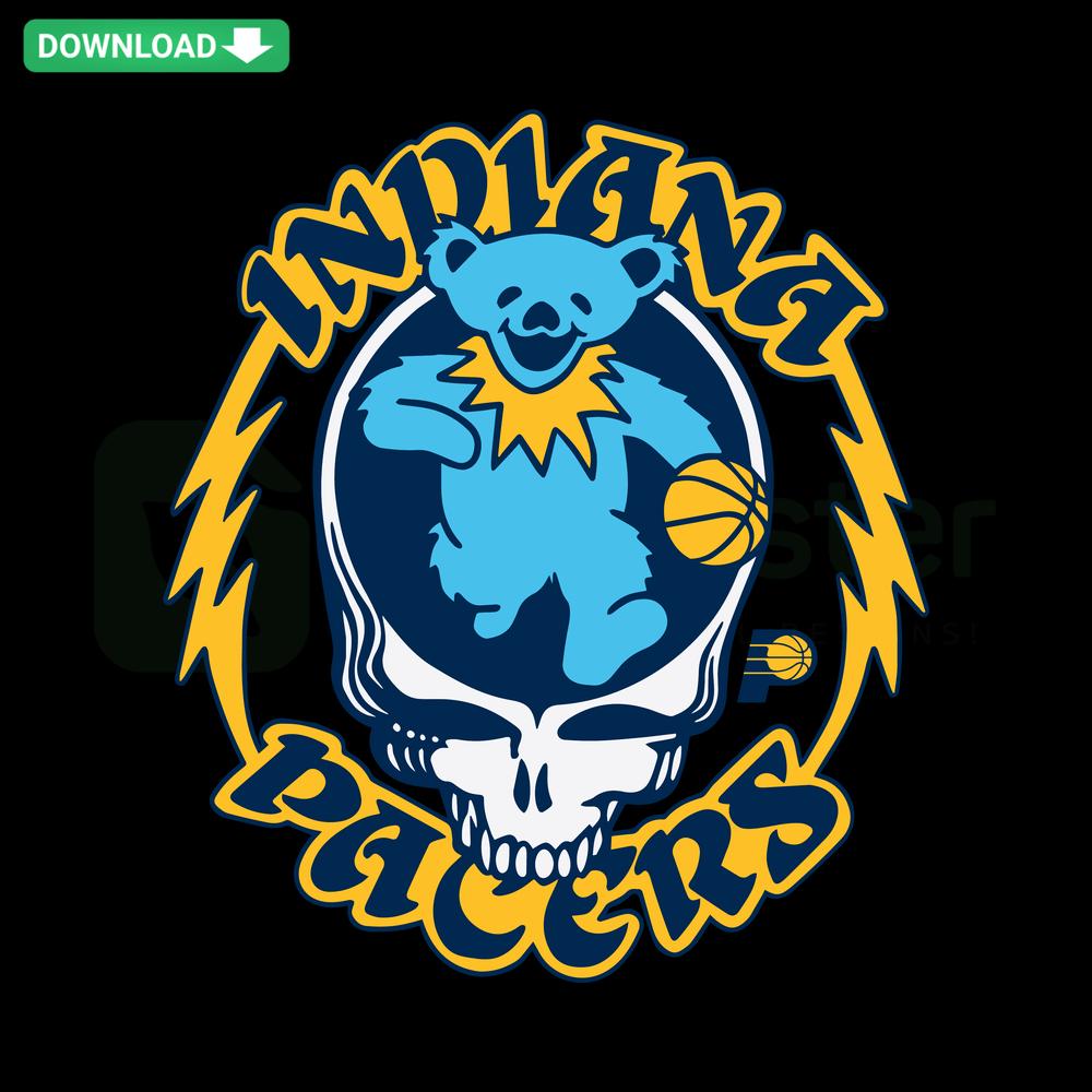 Indiana Pacers skull design SVG digital download featuring team colors, perfect for Cricut projects and fan crafts.