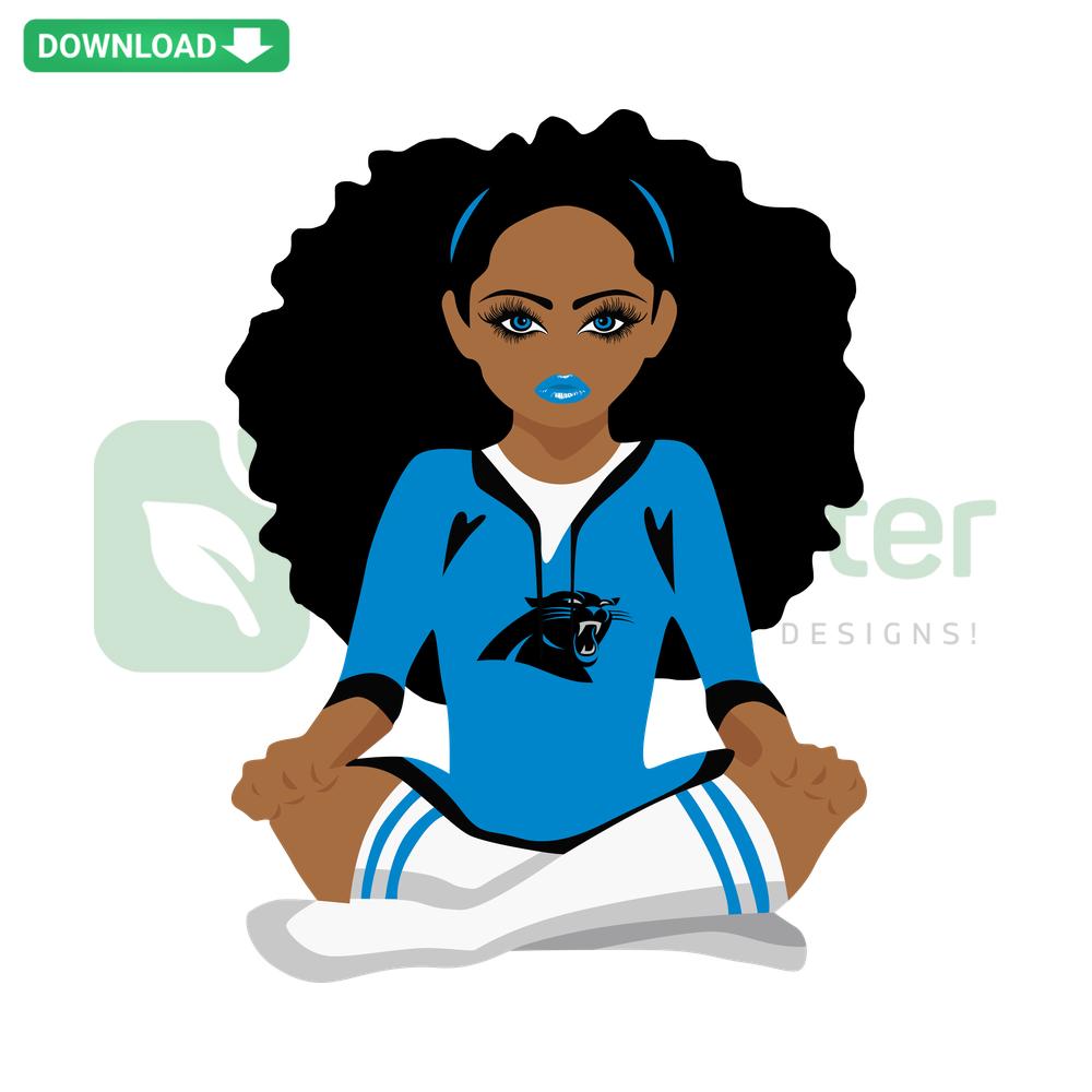 Carolina Panthers Black Girl SVG; digital download; black girl illustration; fan art; printable SVG files; sports graphics.