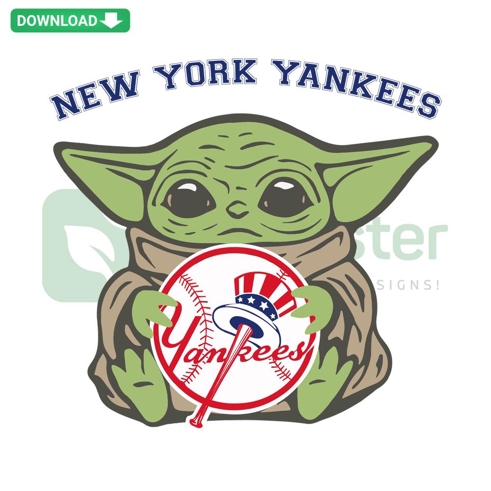 Baby Yoda in a New York Yankees jersey SVG, perfect for designers. SVG Design Resources, digital download.