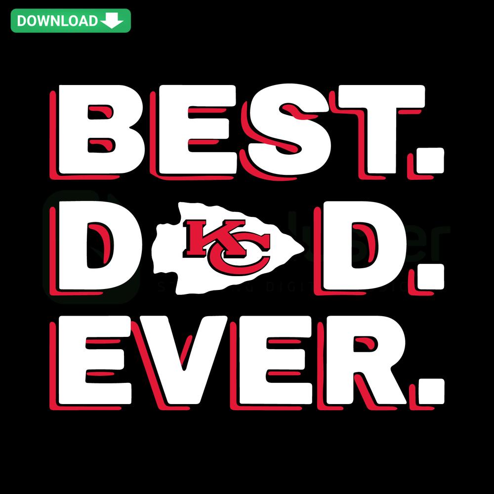 Best Dad Ever Kansas City Chiefs SVG with team colors, arrow design for digital download, perfect for Father's Day gifts.