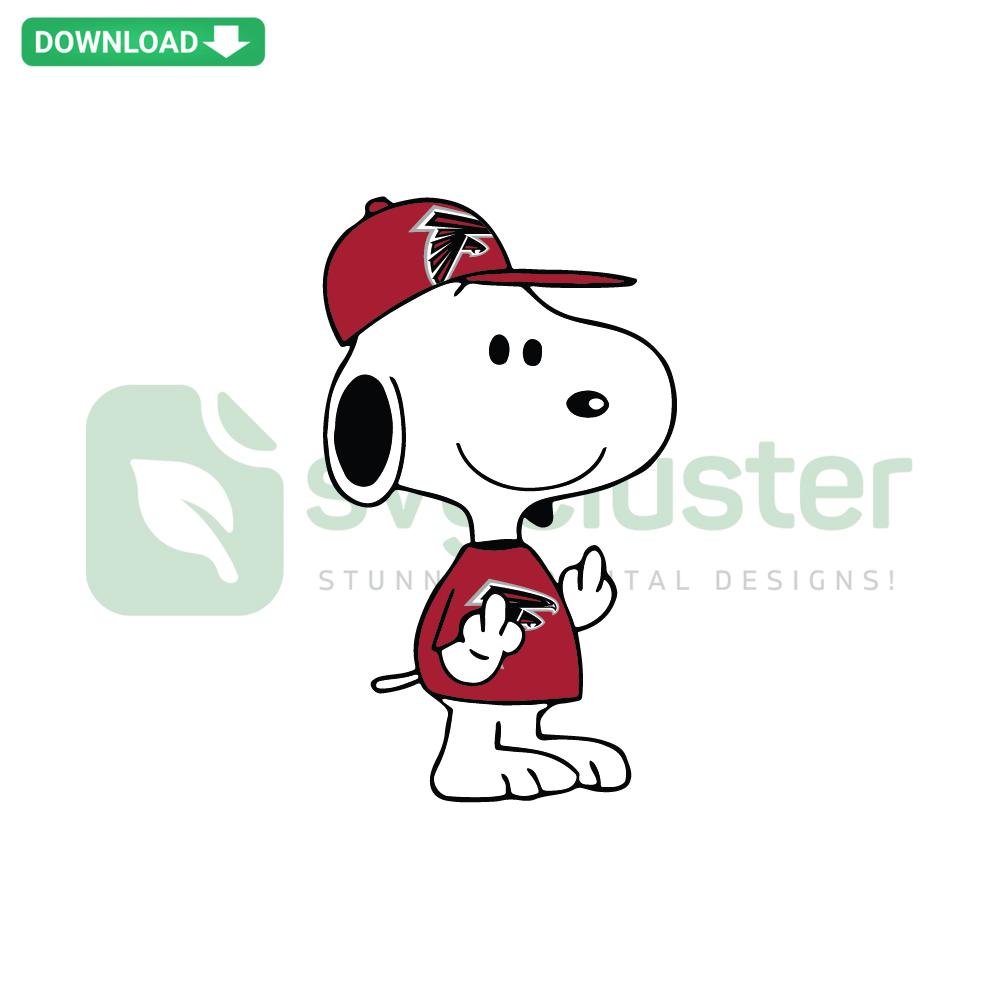 Snoopy Atlanta Falcons SVG: Cartoon Snoopy in Falcons uniform, football in hand. Digital download, printable SVG file.