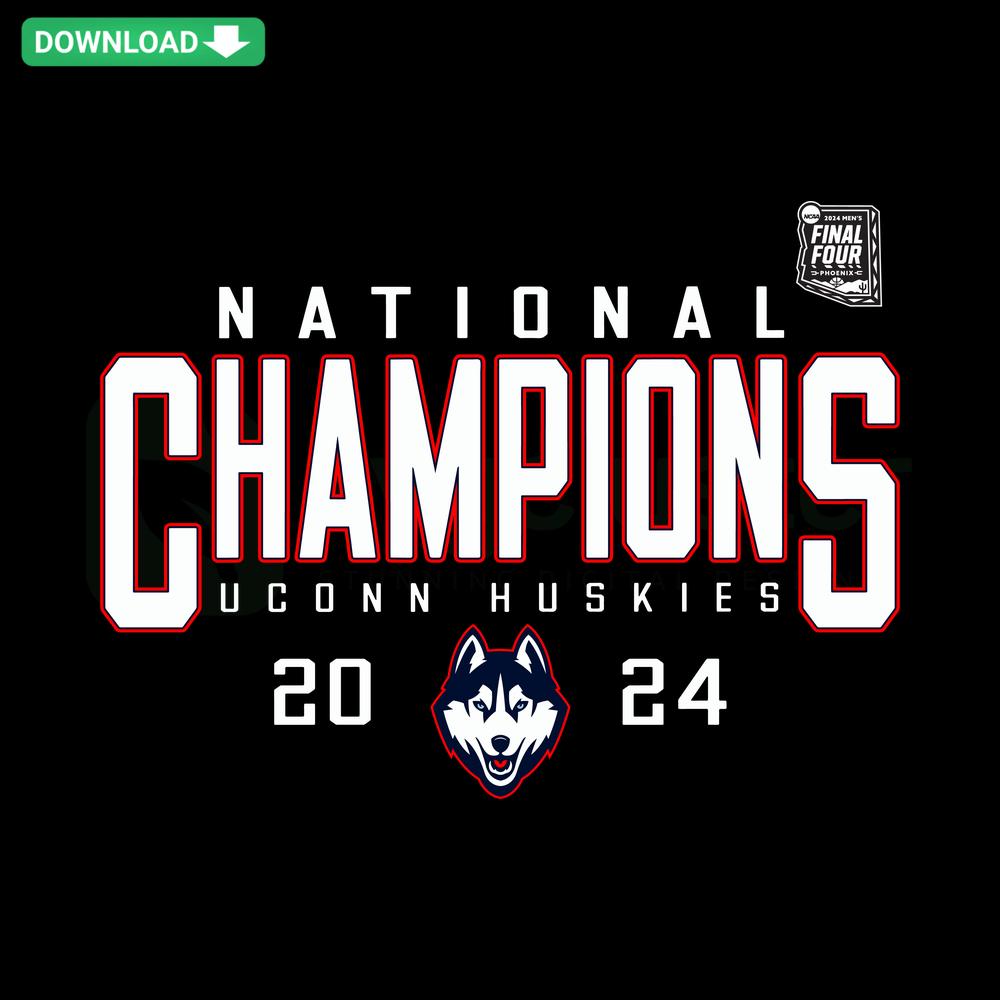 UConn Huskies 2024 National Champions SVG, NCAA Men's Basketball, digital design for commercial use.