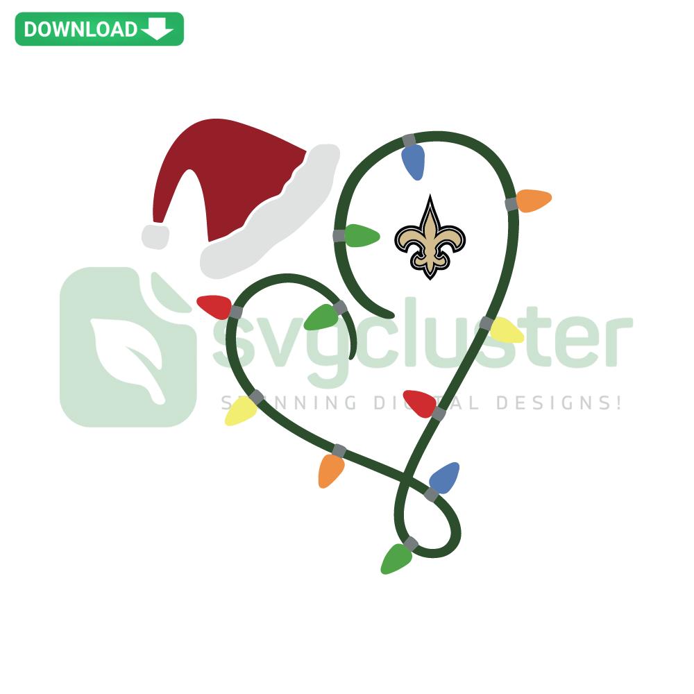 New Orleans Saints Christmas SVG with team logo, festive elements; perfect for printable holiday crafts, digital assets.