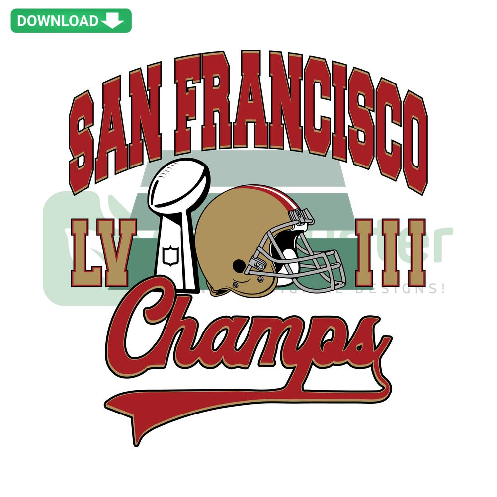 Retro San Francisco Champs LVIII Helmet Trophy SVG, vintage design, instant download, sports graphics, digital vector file.
