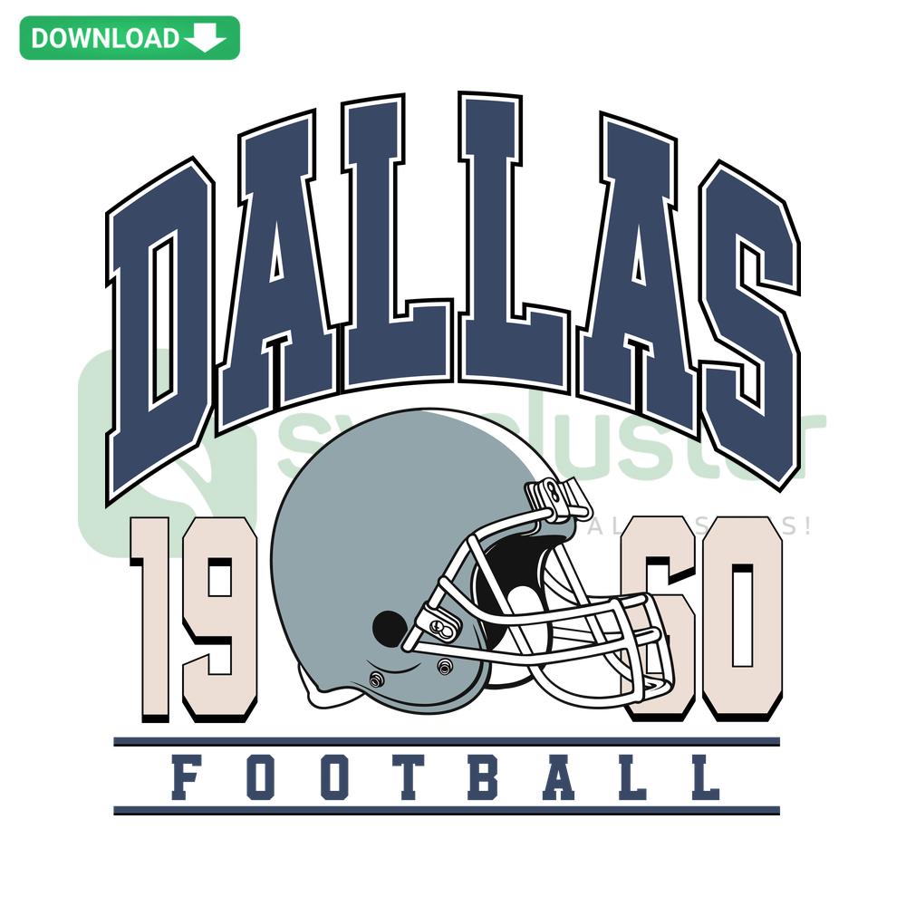1960 Vintage Dallas Football Helmet SVG, Retro Craft Design, Printable Digital Download, Classic Sports Emblem for DIY Projects