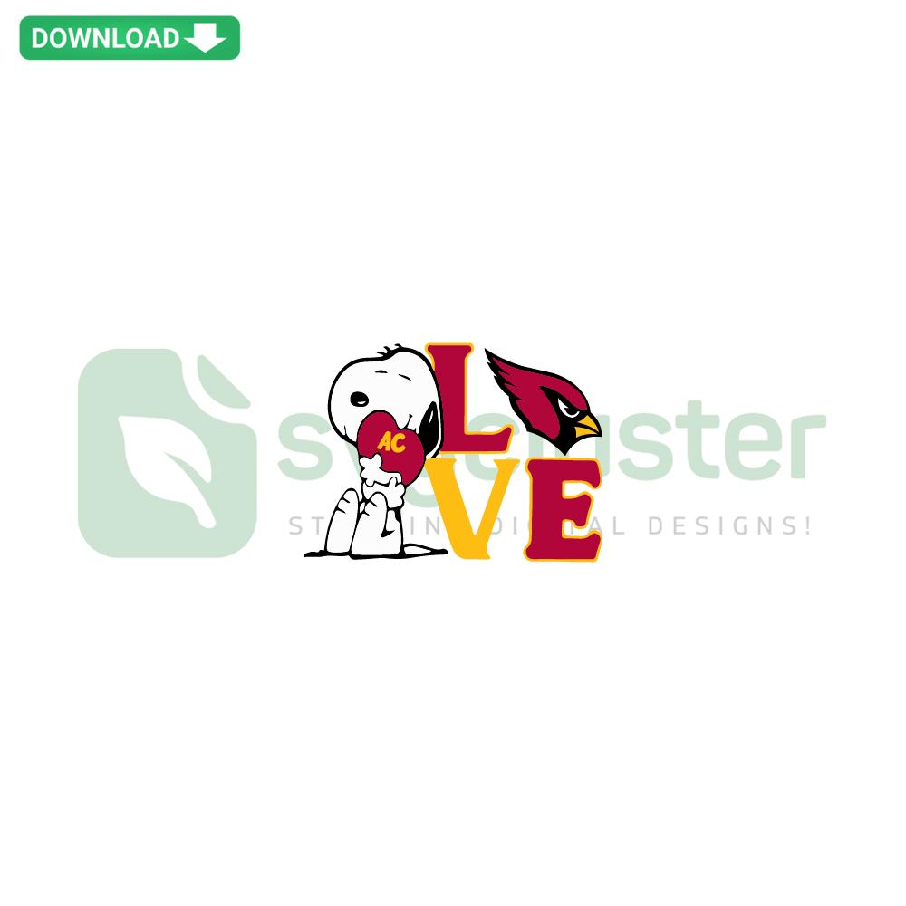 Snoopy hugging Arizona Cardinals logo SVG, digital download, editable files for DIY crafts, SVG cut file, sports fan artwork.