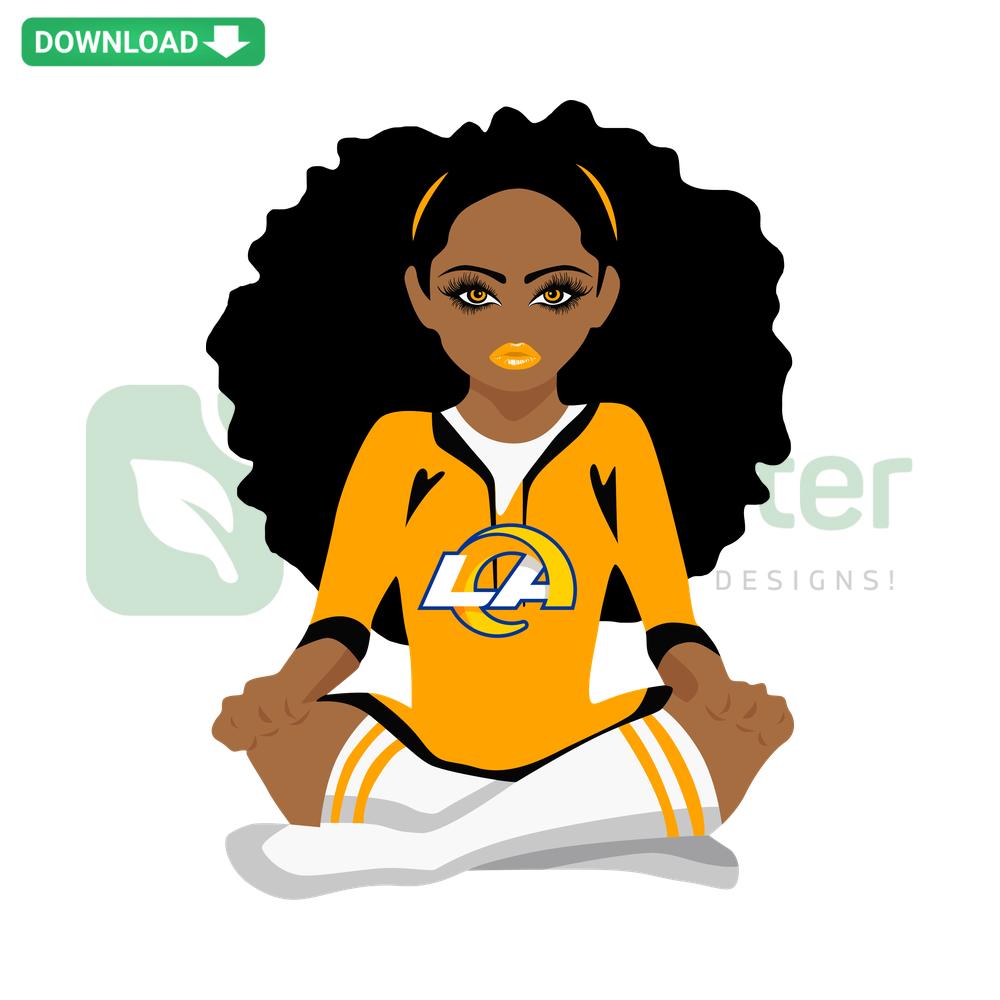 Black Girl Los Angeles Rams SVG for Cricut, Afro Hairstyle, NFL Team Logo, Digital Download, Vibrant, Fan Art, Crafting File
