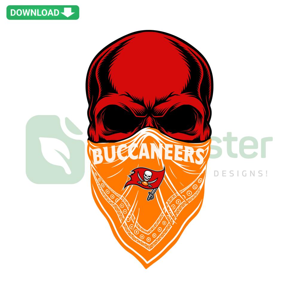 Tampa Bay Buccaneers Skull SVG digital clip art featuring team colors, pirate skull and swords design for instant download.