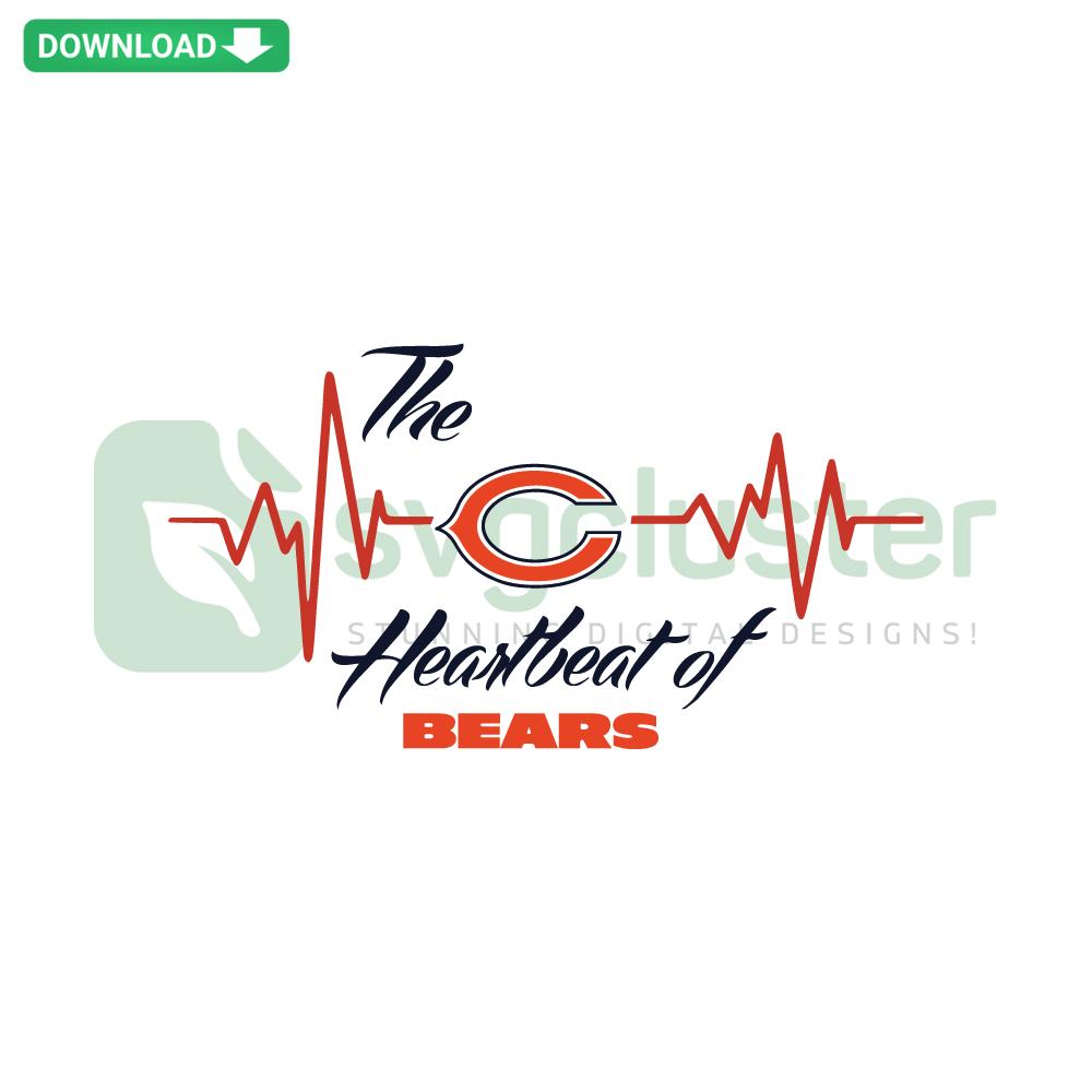 Chicago Bears SVG Design: Heartbeat Pattern, High-Quality SVG Files, Ideal for Sports Fans, Crafting Projects, Digital Downloads