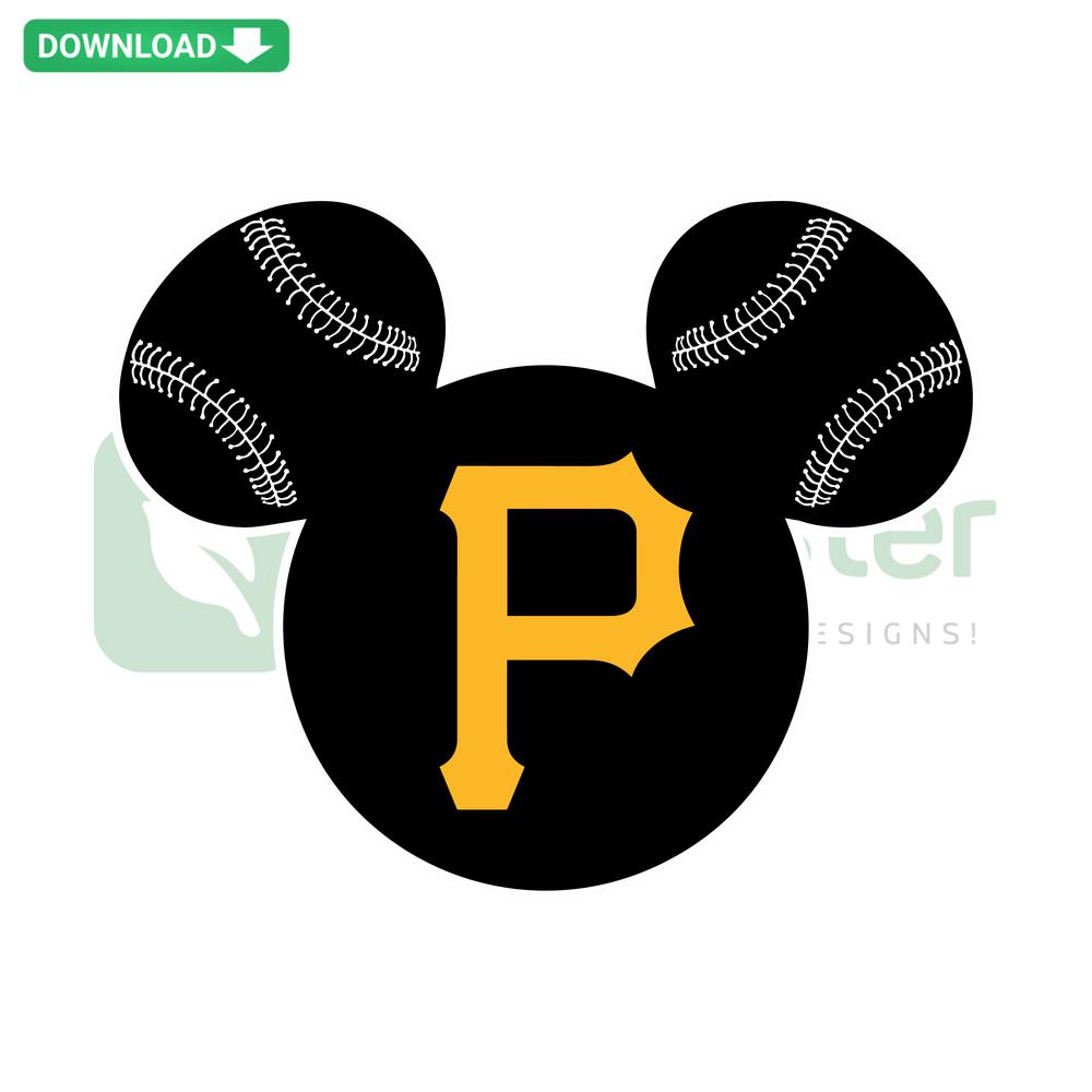 Mickey Mouse in Pittsburgh Pirates gear, Disney SVG design, perfect for baseball craft projects, printable SVG download.