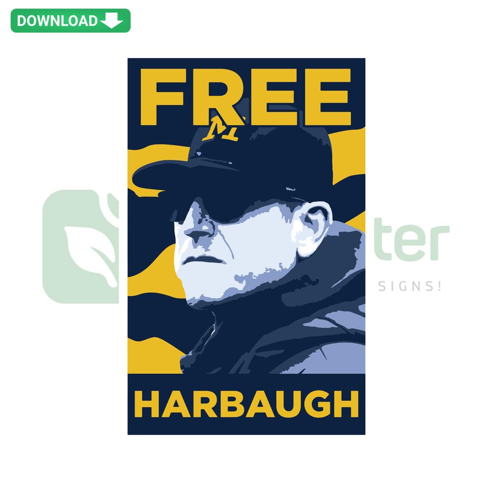 Michigan Wolverines Coach Harbaugh SVG, Free Digital Download, Crafting Design featuring Harbaugh in blue cap and stylish vector art.