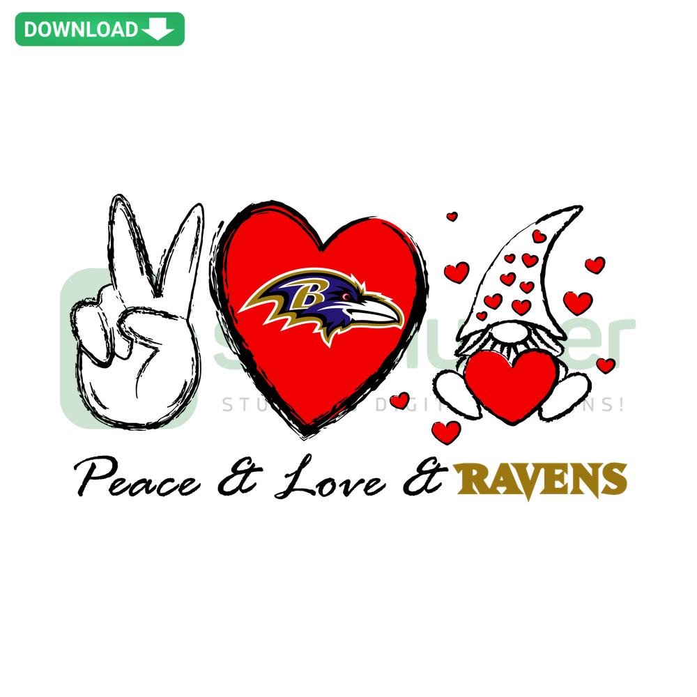 Peace Love Ravens SVG Design - Heart, Peace Sign & Raven Silhouettes. Instant Download, Digital Artwork for Cricut Projects.