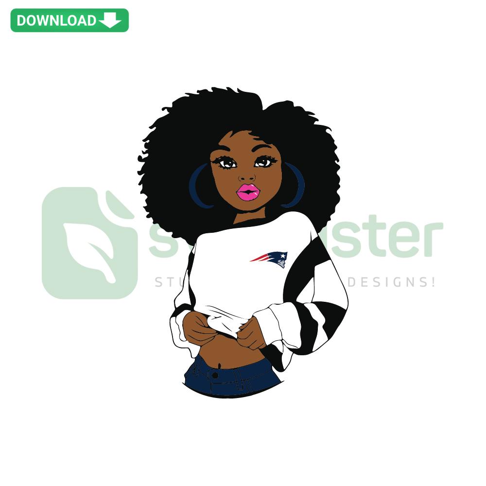 Black Girl New England Patriots SVG: High-Quality Illustration, African American Fan, Sports Team Logo, Digital Design File