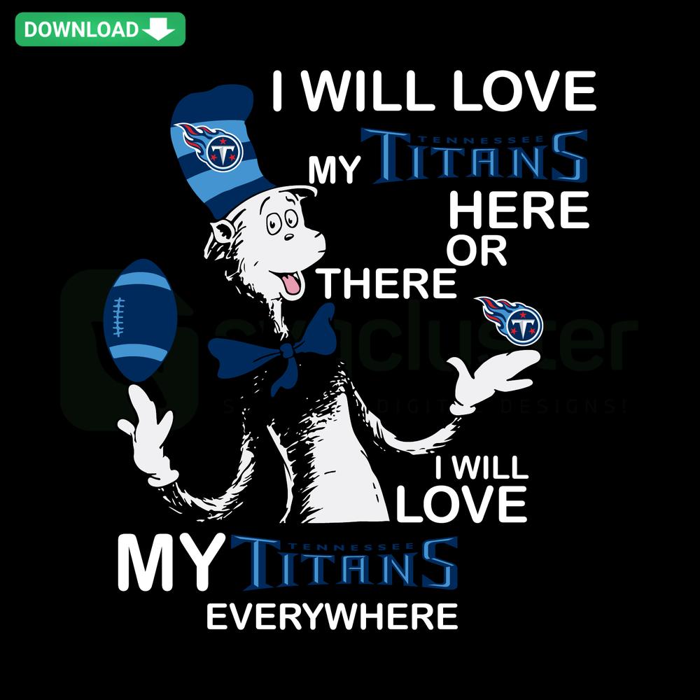Dr Seuss Tennessee Titans SVG, whimsical design with Titans logo and Dr Seuss-inspired elements, vector digital download.
