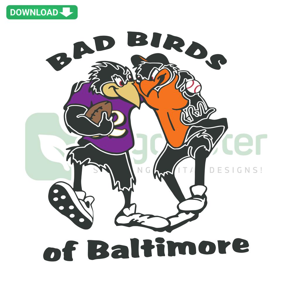 Bad Birds Of Baltimore SVG: Quirky crafting designs for Cricut, stylish bird motifs unique to Baltimore culture, digital download.