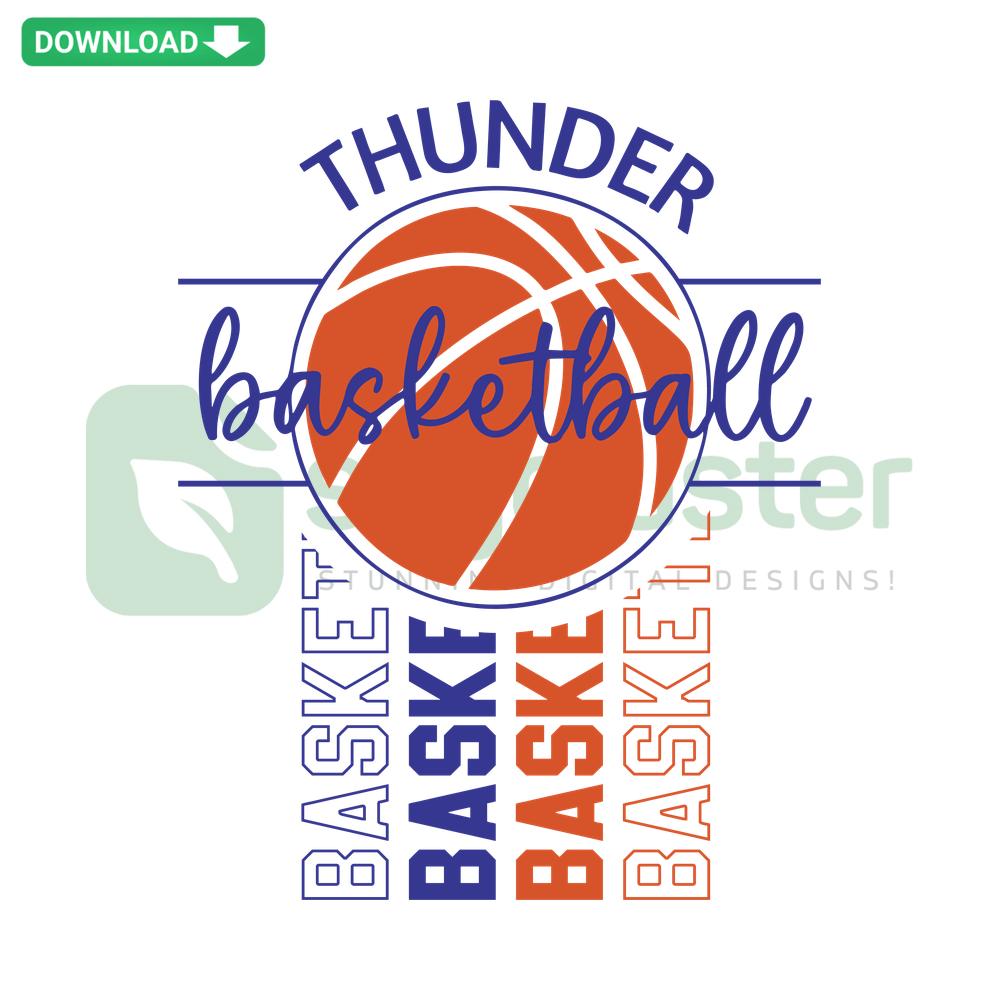 Retro Oklahoma City Thunder Basketball SVG design featuring vintage team logo, perfect for wall art decorations and digital crafting.