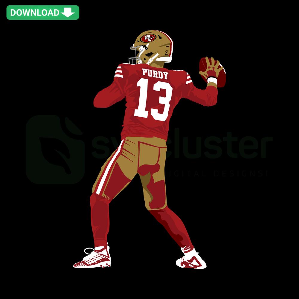 Brock Purdy San Francisco 49ers SVG Clip Art featuring player silhouette, team colors; perfect for sports crafting projects.