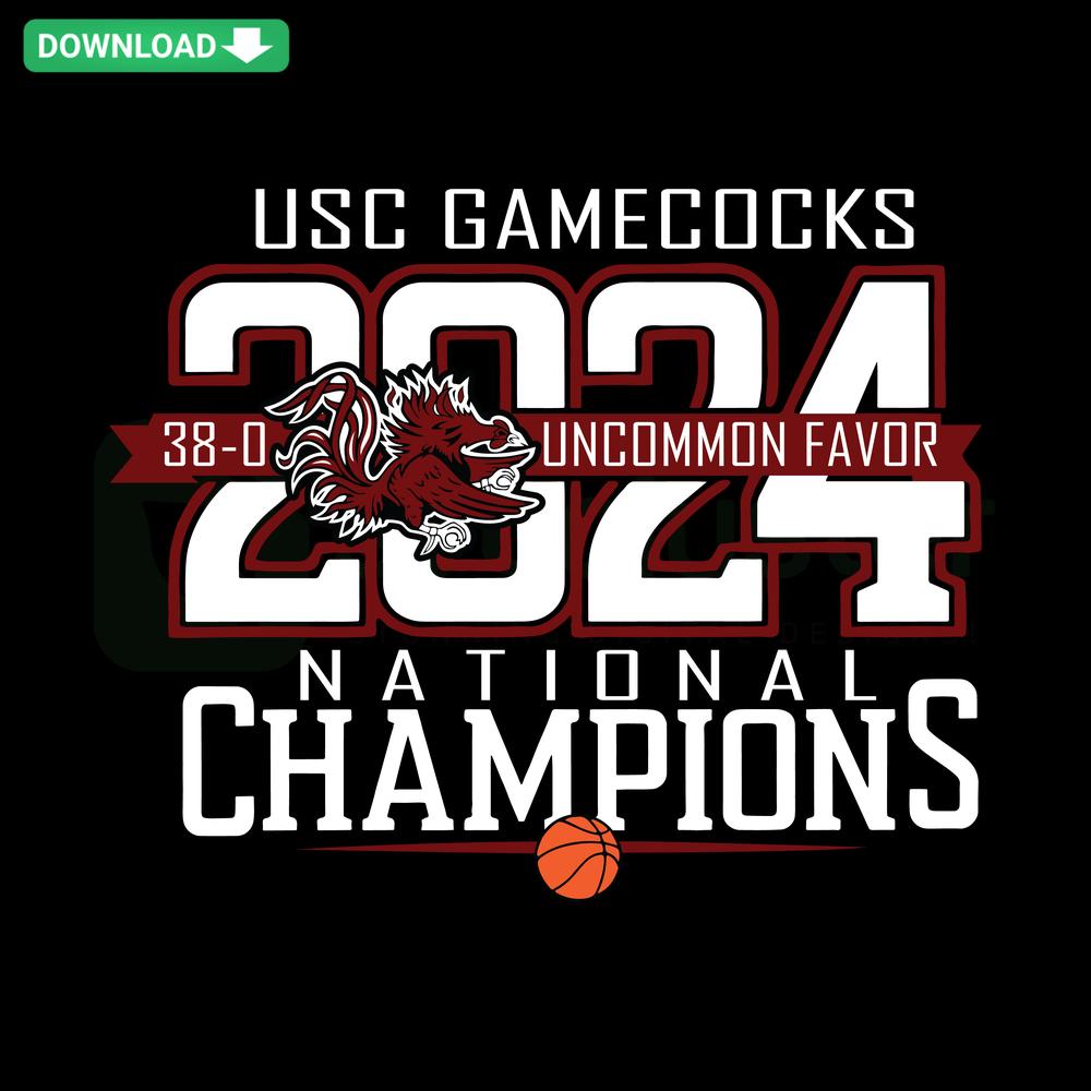 USC Gamecocks 2024 National Champions Basketball SVG, digital design, downloadable for crafts, featuring team graphics and text.