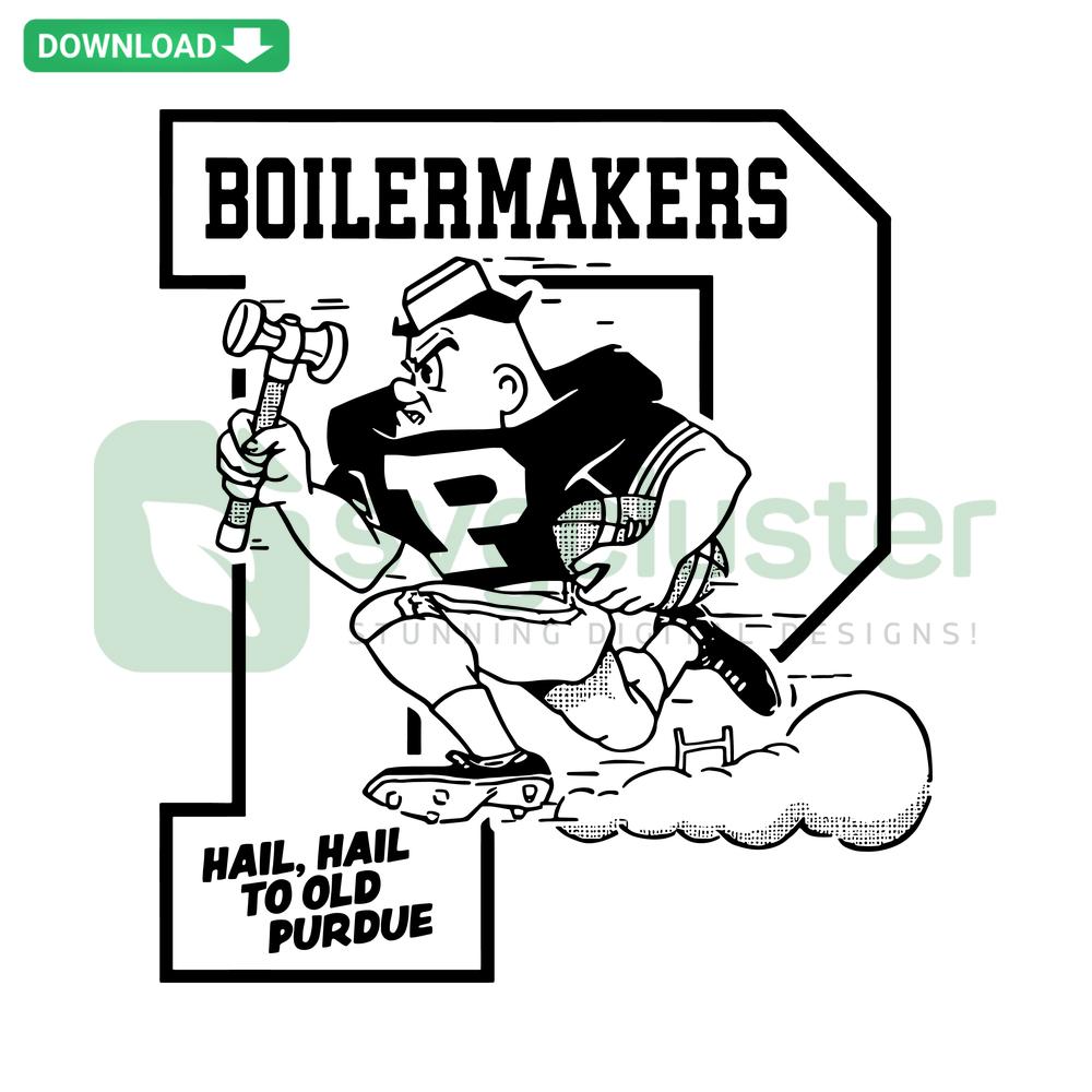 Vintage Purdue Boilermakers SVG, featuring Hail To Old Purdue in classic typography, perfect for printables and digital designs.
