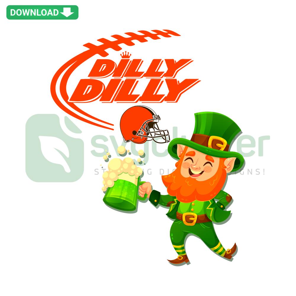 Cleveland Browns Dilly Dilly Patrick Day SVG, St. Patrick's Day-themed design featuring team logo, perfect for DIY projects and crafts.
