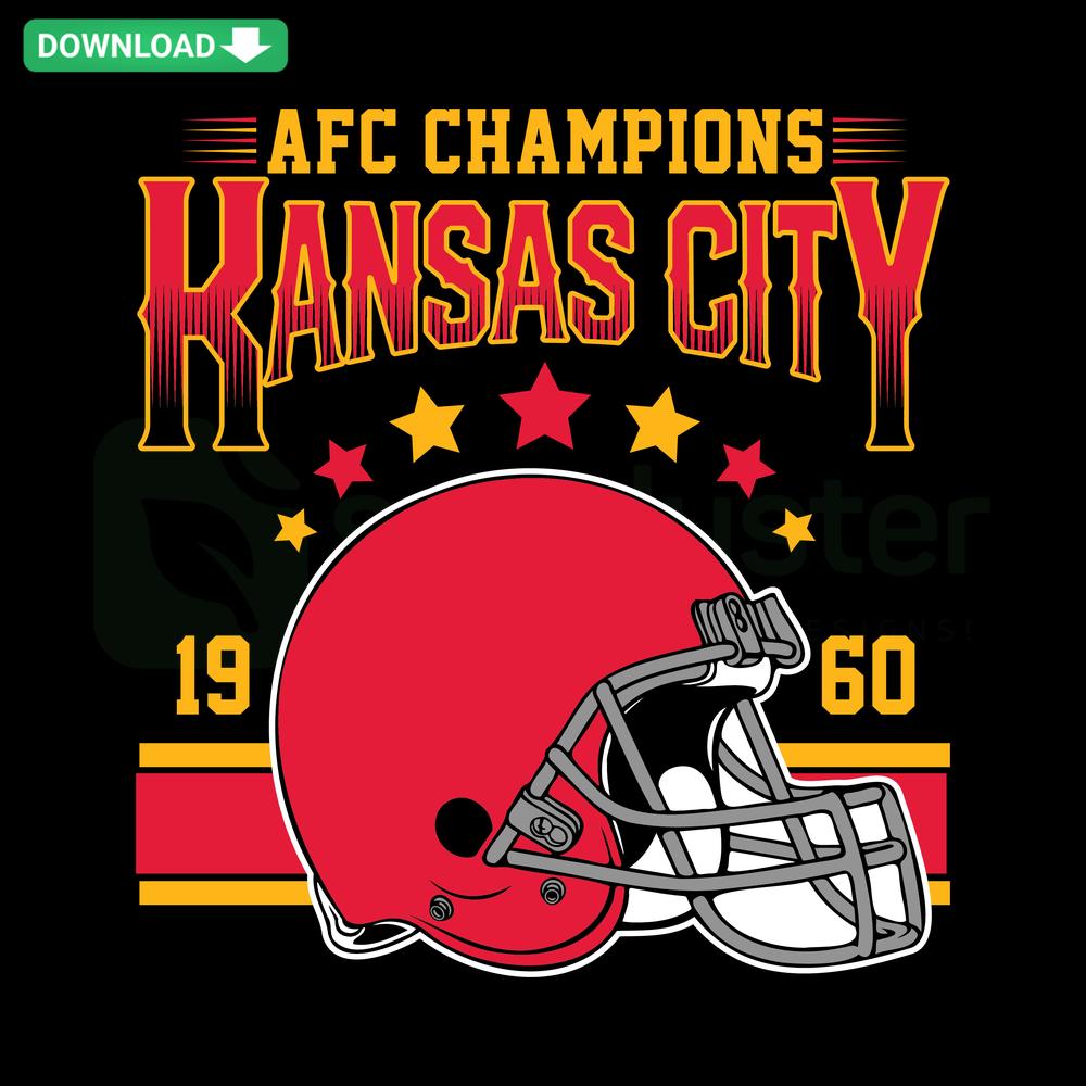 AFC Champions Kansas City Helmet Stars SVG, digital download, featuring detailed helmet design with stars, printable assets.