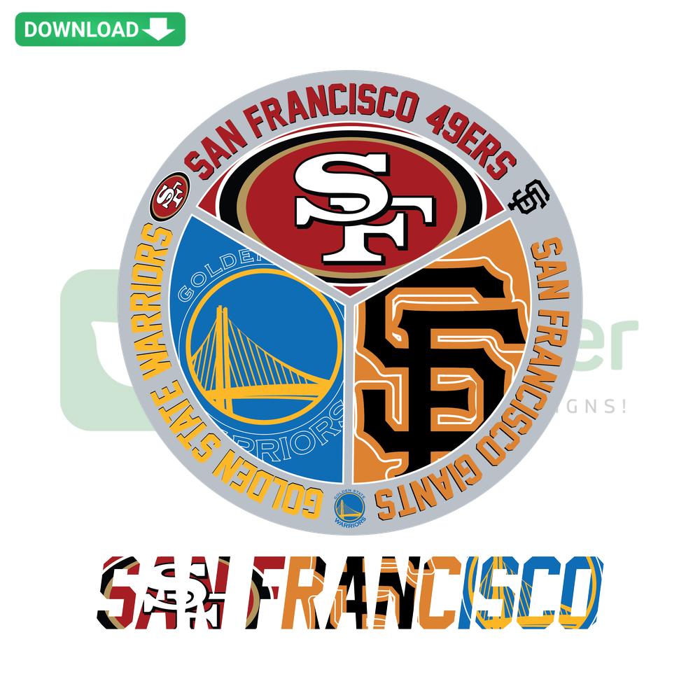 San Francisco Sports SVG Cricut Digital Download featuring city skyline and sports motifs, ideal for crafting and DIY projects.