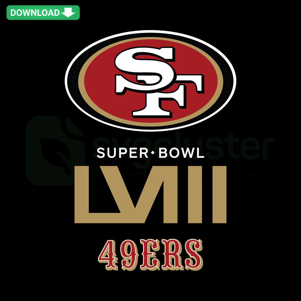 San Francisco 49ers Super Bowl LVIII Football SVG design for T-Shirts, featuring bold team colors and logo elements.