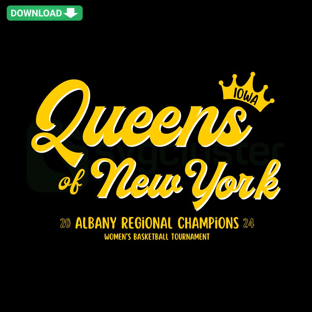 SVG file featuring 'Iowa Women's Basketball Queens of New York' design with Albany Regional Champions text, perfect for commercial use.