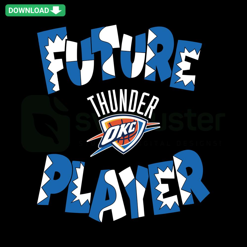 Oklahoma City Thunder Future Player Basketball SVG, ideal for commercial use, featuring dynamic player silhouette and team colors.