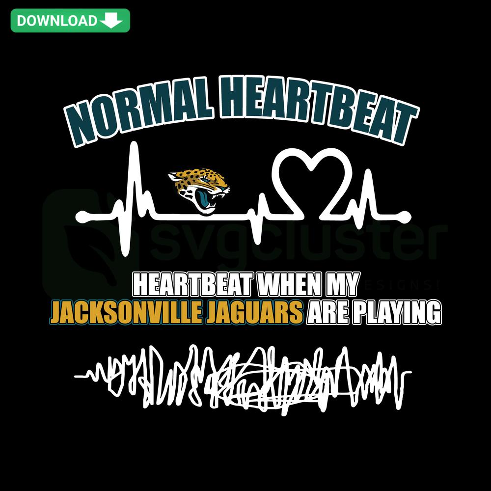 Jacksonville Jaguars Heartbeat SVG: Vibrant team colors, heartbeat design, perfect for fan projects, Cricut, and Silhouette crafting.
