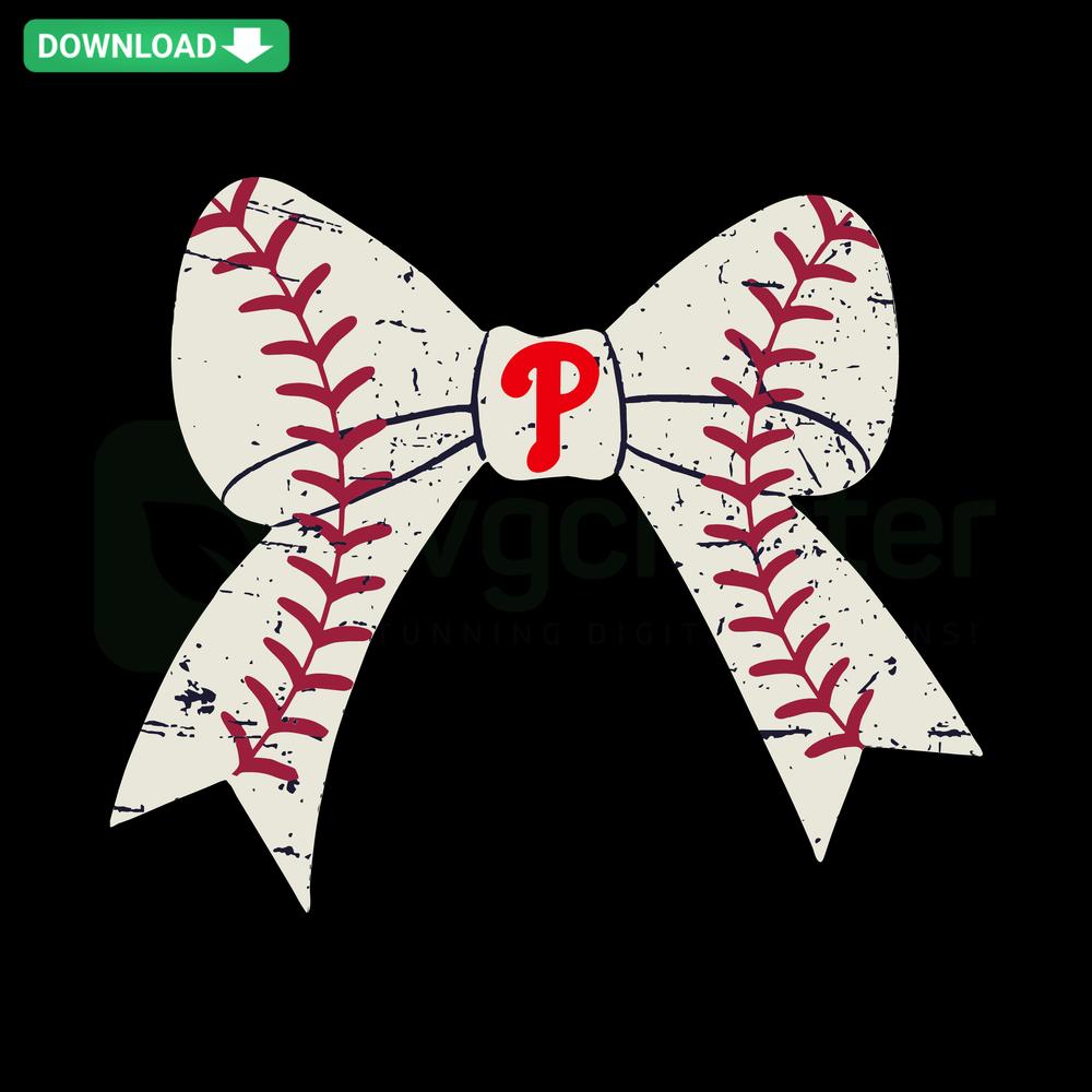Philadelphia Phillies Bow Tie Baseball SVG, digital design resource for designers, perfect for personalized sports-themed projects.