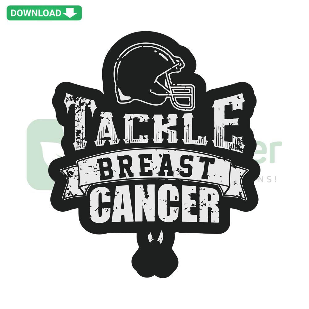 Tackle Breast Cancer SVG design applied on football-themed apparel