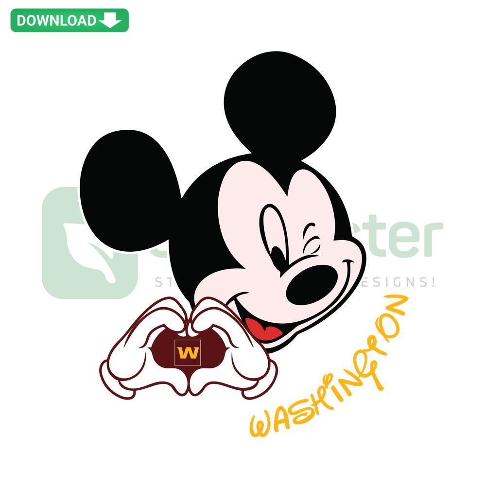 Cartoon Mickey in Washington Football Team colors, SVG design resource for sports graphic designers, vibrant sports-inspired SVG.
