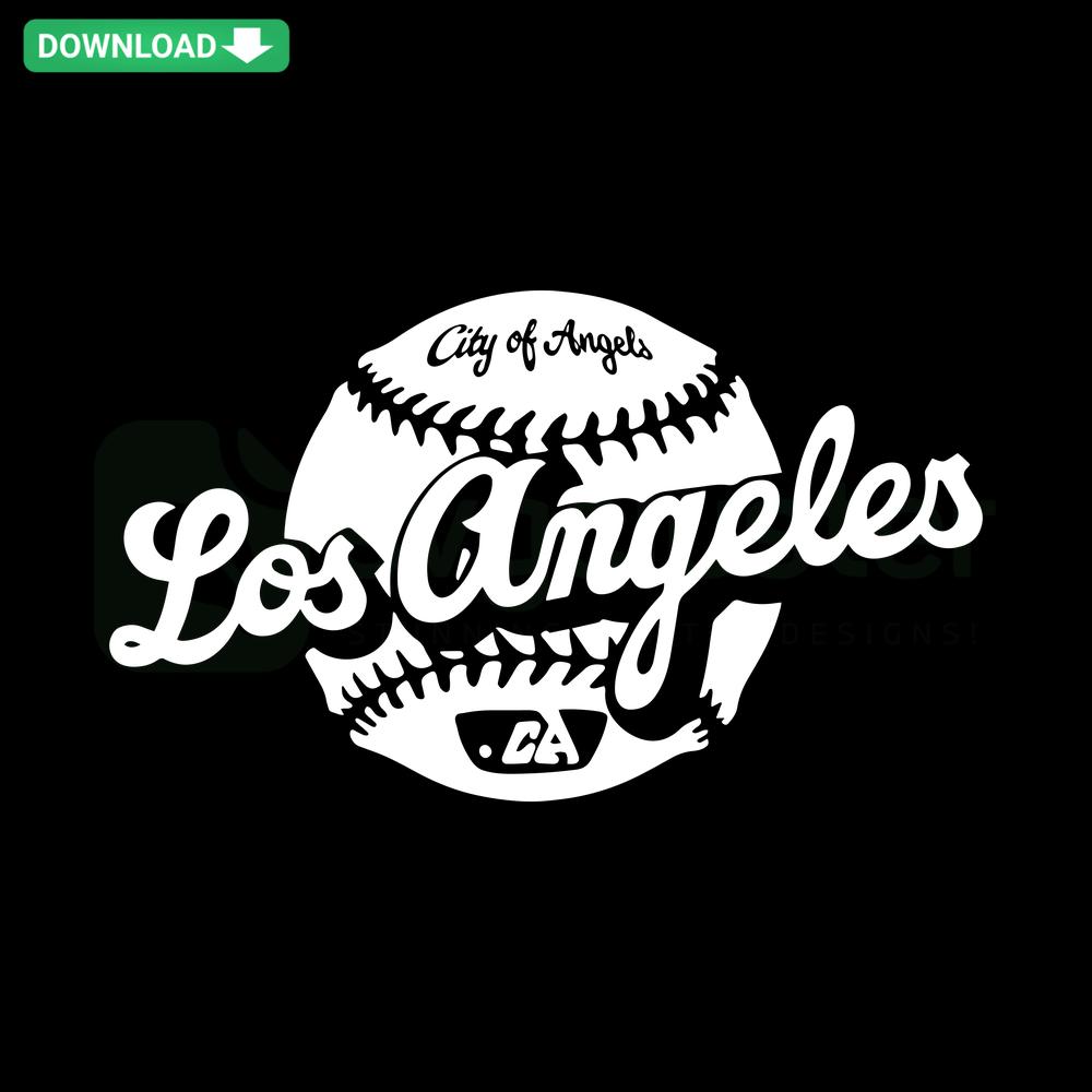 Dodgers Baseball City of Angels LA SVG, vibrant Los Angeles skyline, digital download, sports-themed design, instant SVG file.