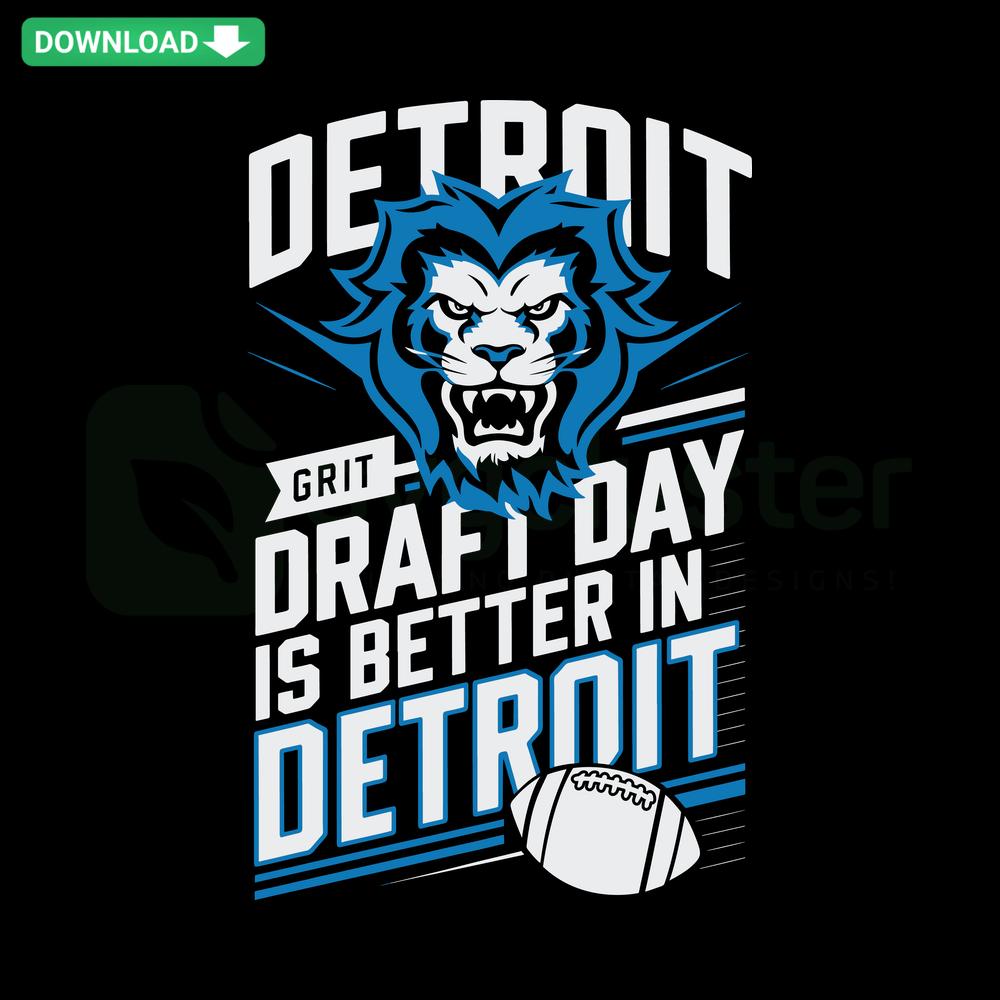 Detroit Grit Football SVG Cricut Download: Bold Detroit text, football graphic, rugged style, SVG Clip Art design.