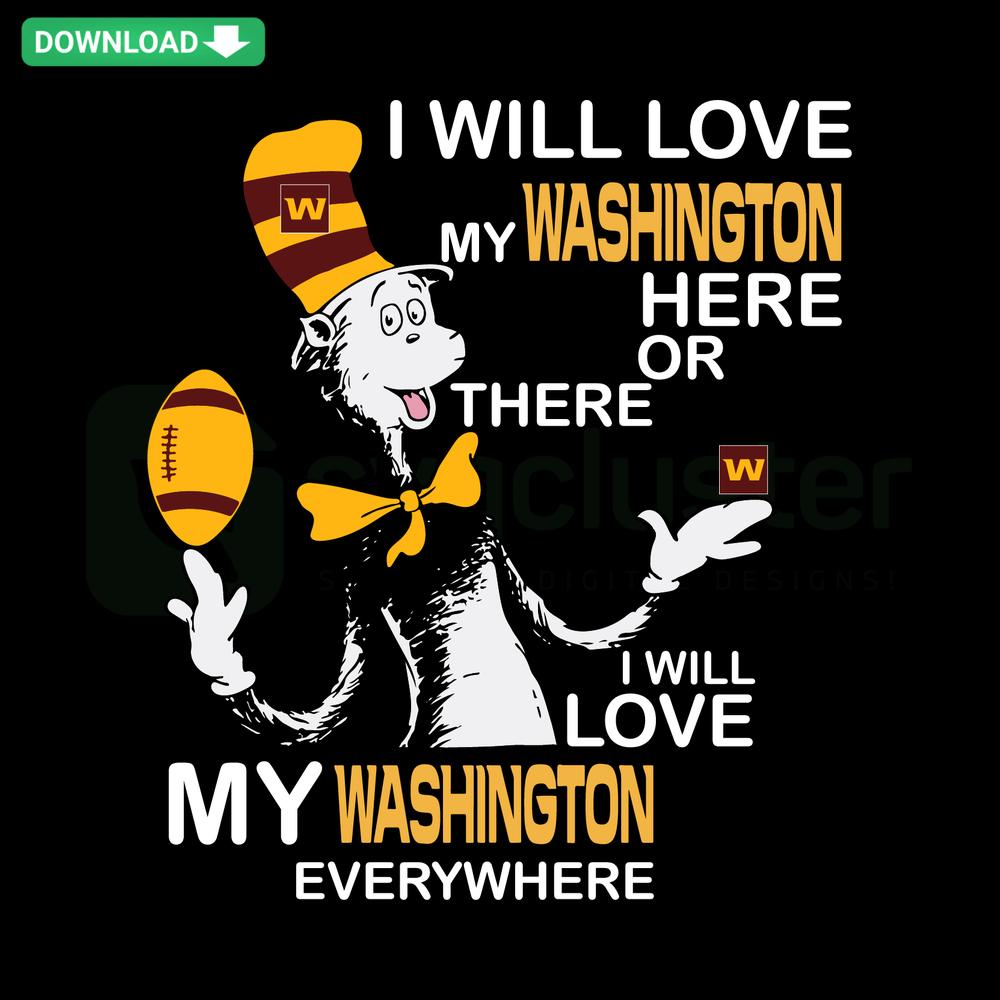 Dr Seuss Washington Football Team SVG design featuring whimsical characters and team colors, instant download digital files.