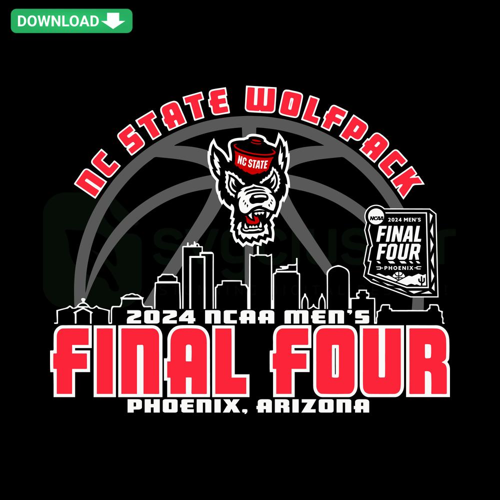 NC State Wolfpack 2024 Final Four Mens Basketball SVG, dynamic vector design featuring college team logo and vibrant text.