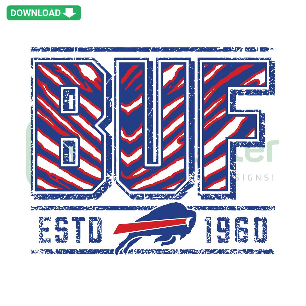 Buffalo Bills 1960 Zubaz SVG Clip Art for Cricut featuring team colors, retro style; downloadable digital design.