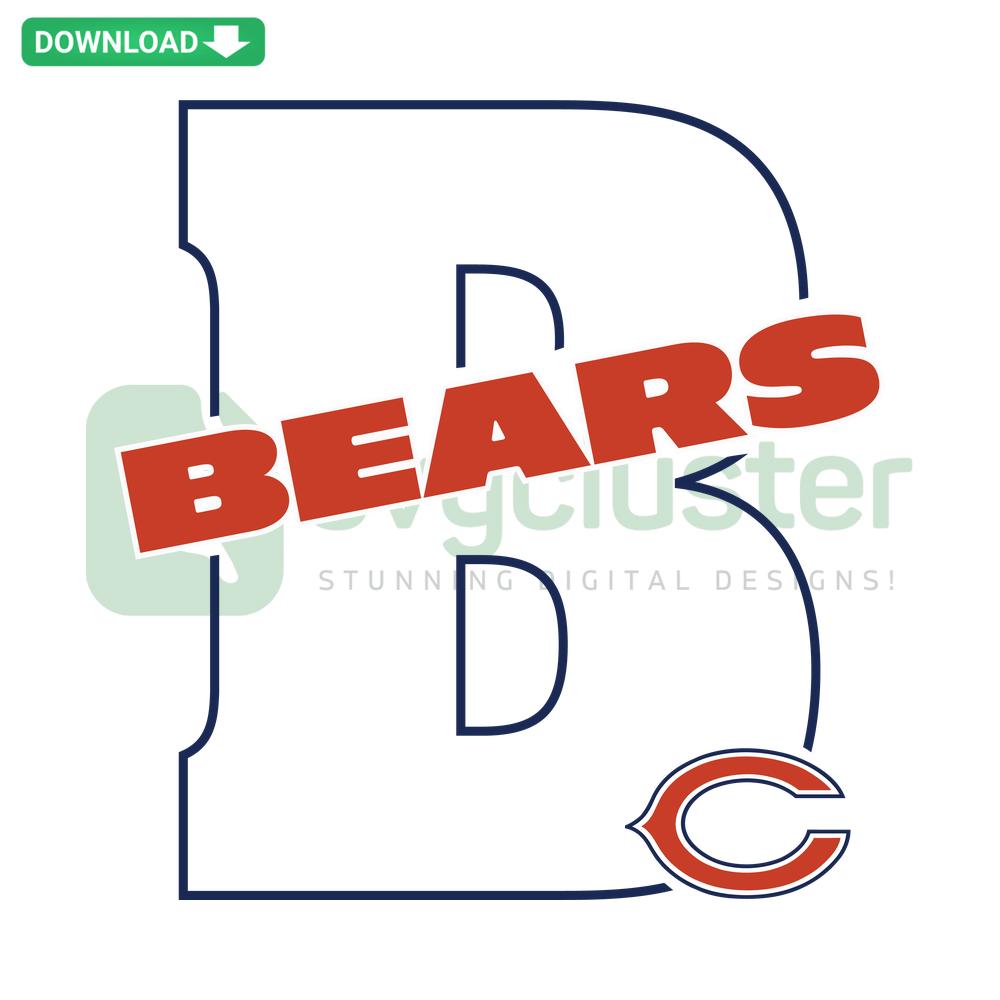 Chicago Bears SVG Digital Download, team logo on navy background, perfect for crafts, printable SVG files, NFL fan art.